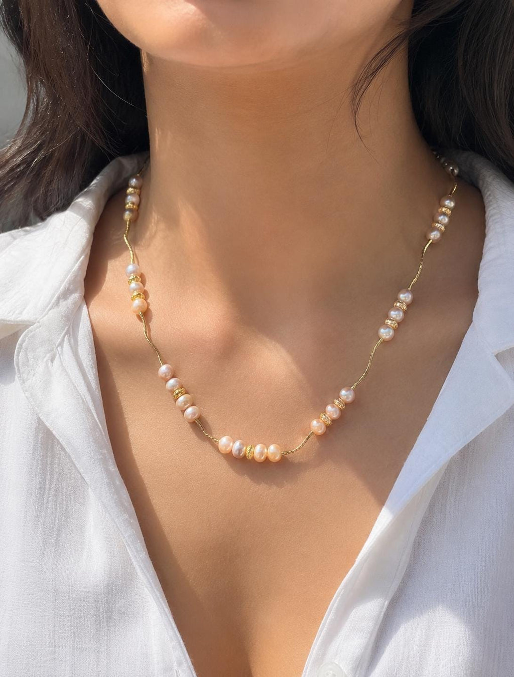 Peach Freshwater Pearl Necklace