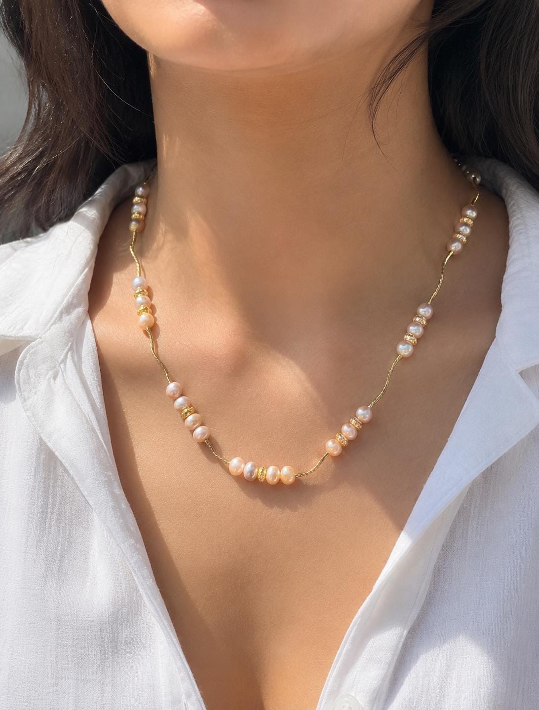Peach Freshwater Pearl Necklace