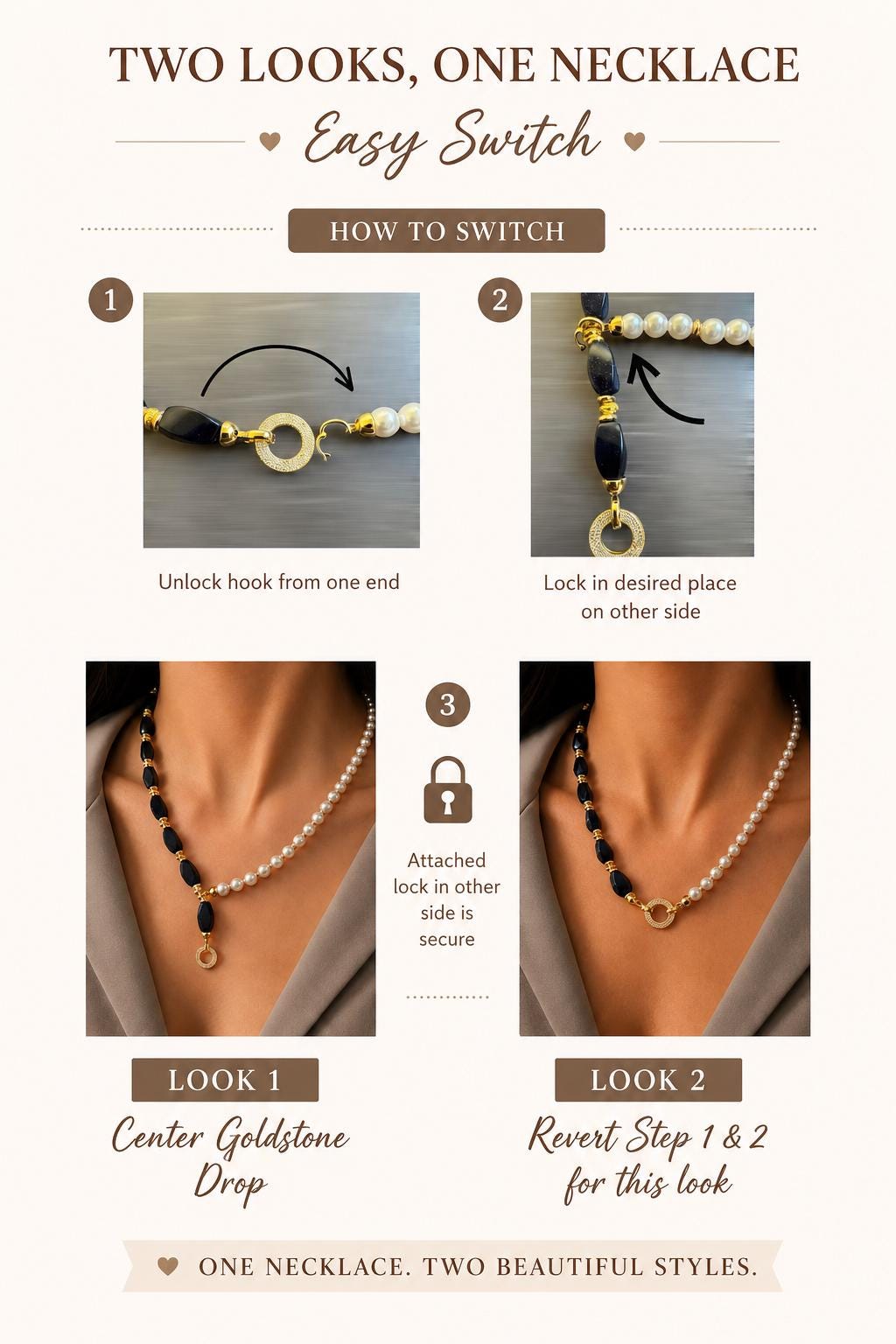 Two Way Pearl & Sandstone Necklace