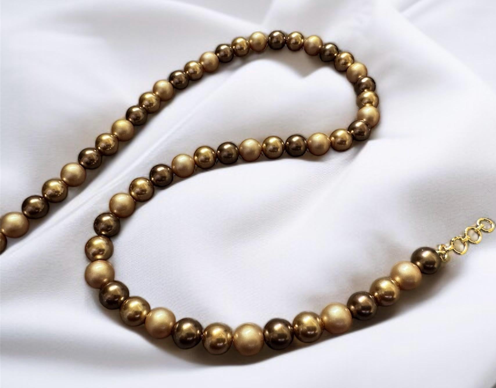 Shell Pearl Necklace Bronze & Champagne