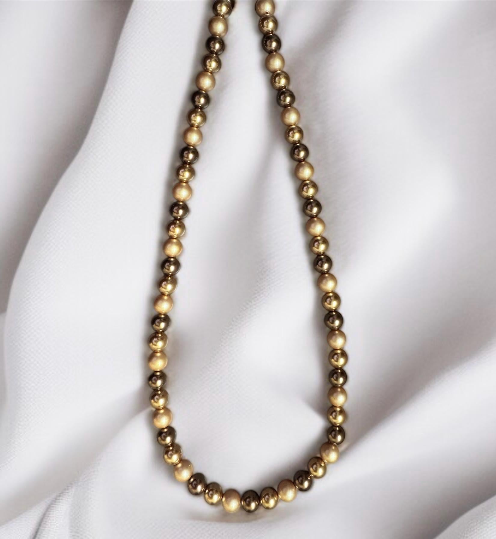 Shell Pearl Necklace Bronze & Champagne