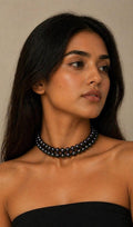 Double Strand Black Iridescent Shell Pearl Necklace