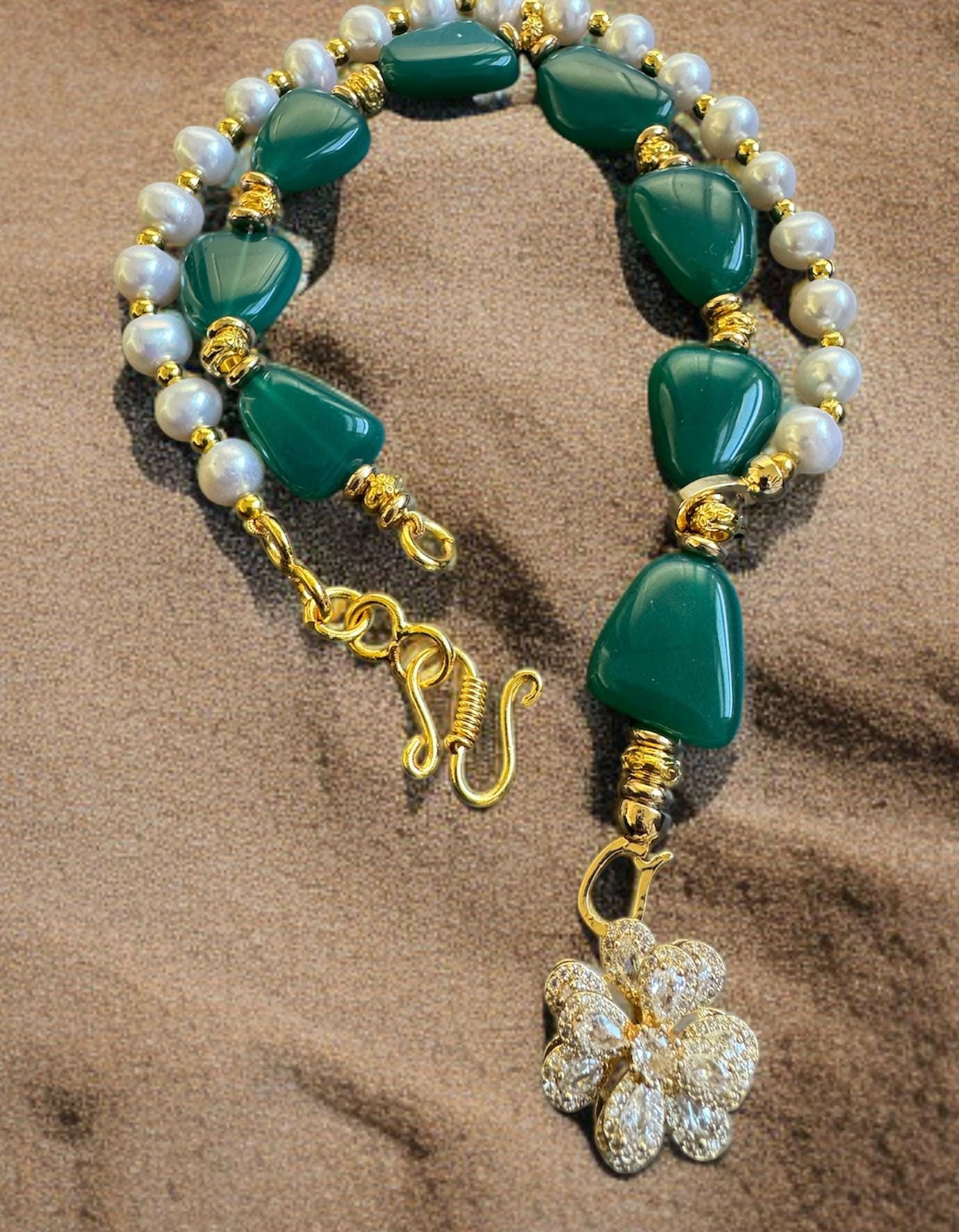 2-in-1 Green Onyx & Freshwater Pearl Necklace