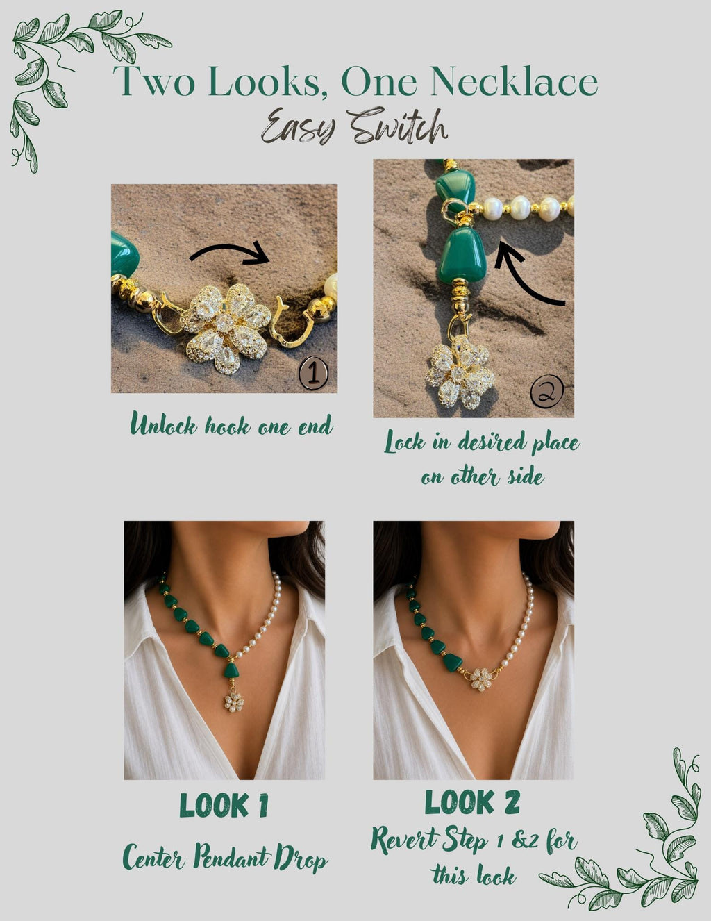 2-in-1 Green Onyx & Freshwater Pearl Necklace