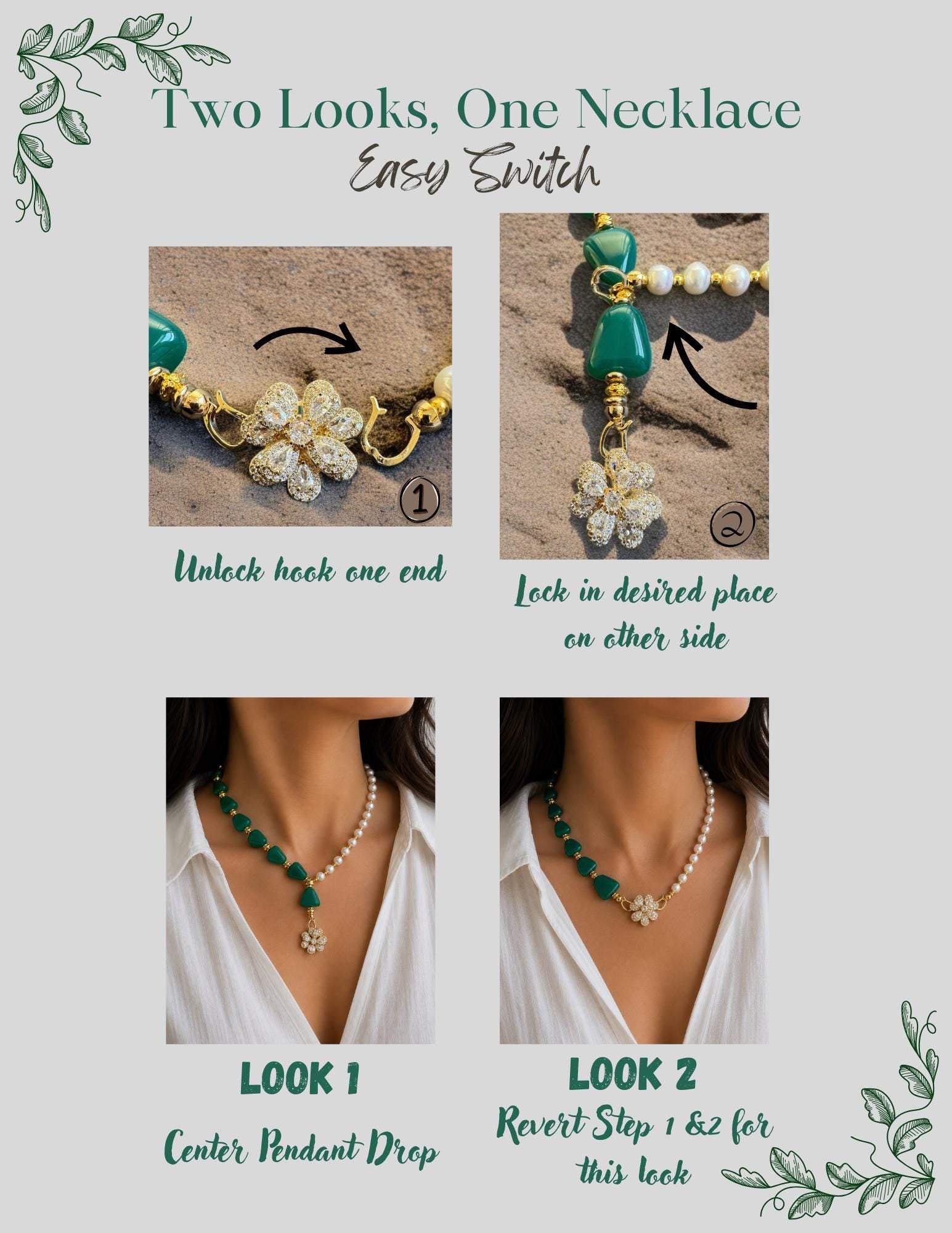 2-in-1 Green Onyx & Freshwater Pearl Necklace