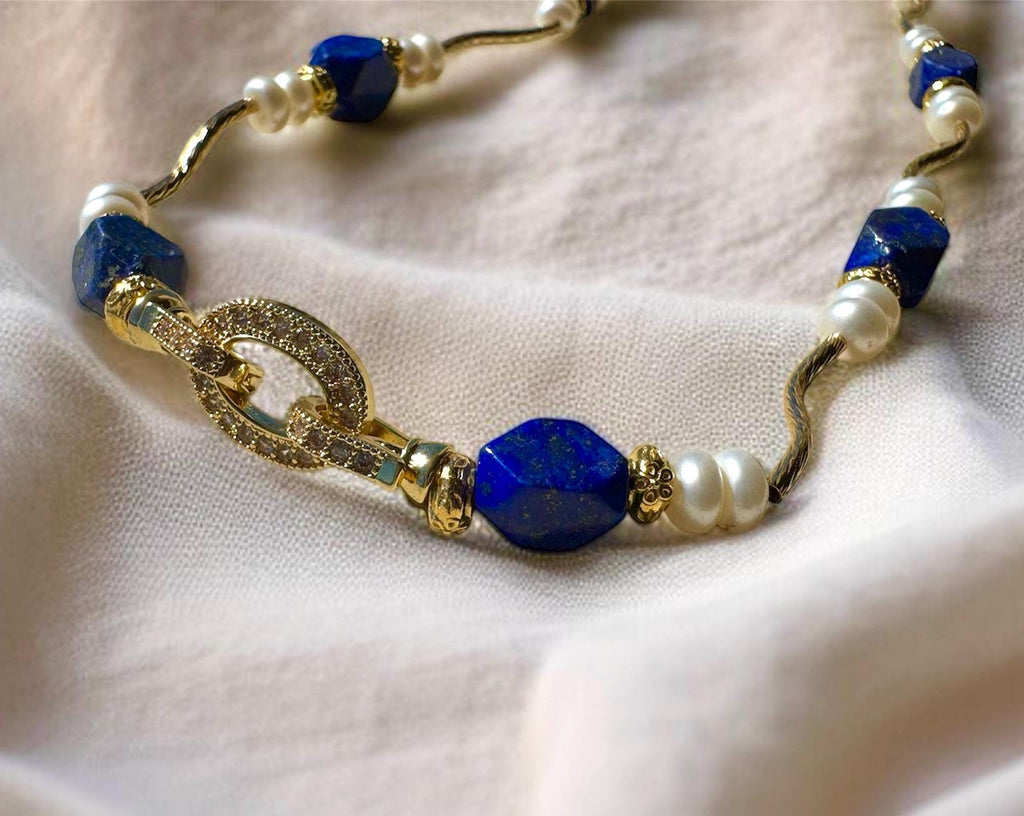 Lapis Lazuli & Freshwater Pearl Statement Necklace