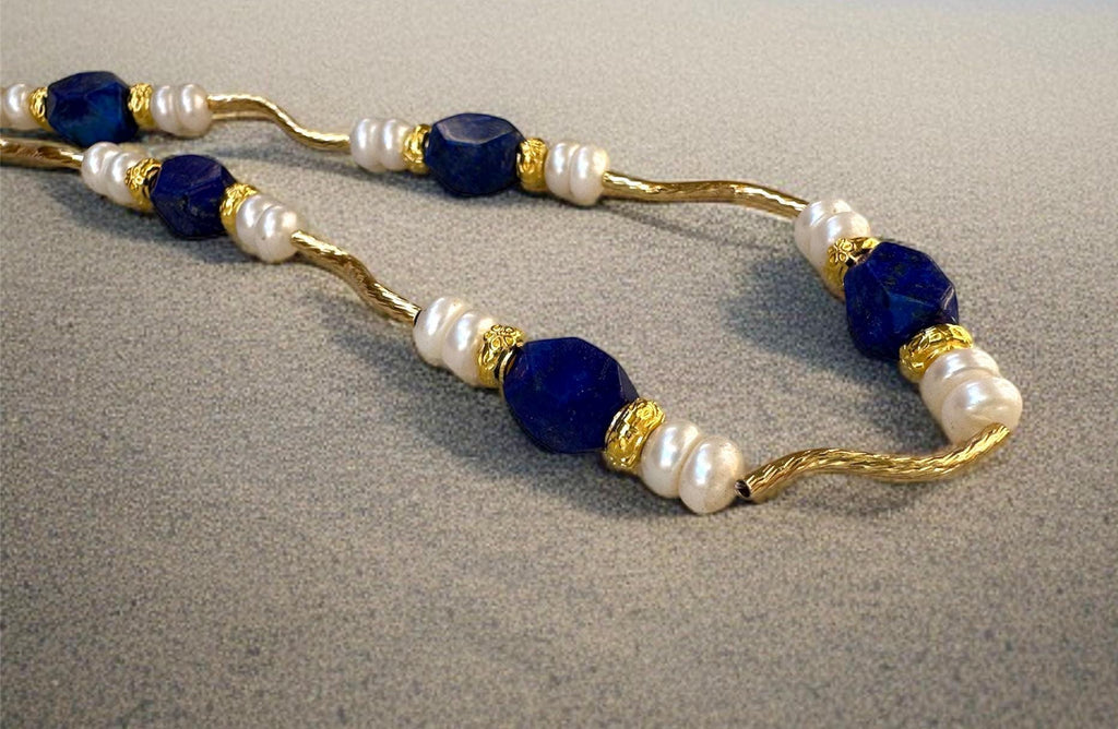 Lapis Lazuli & Freshwater Pearl Statement Necklace