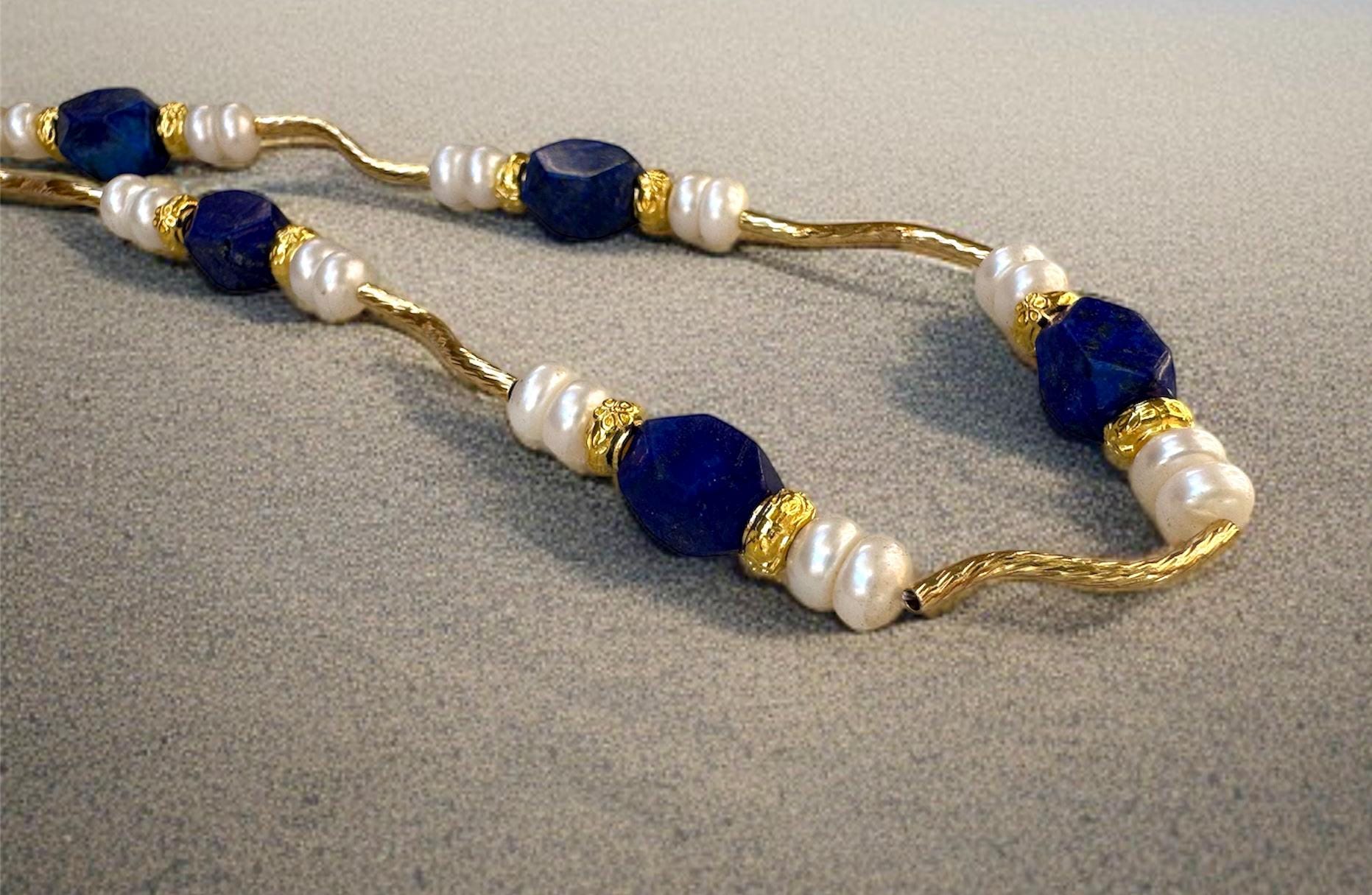 Lapis Lazuli & Freshwater Pearl Statement Necklace
