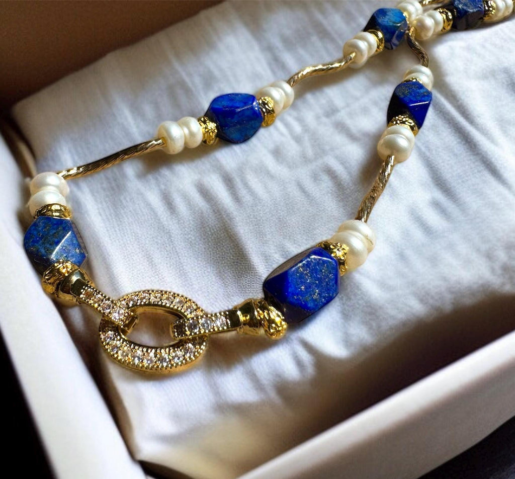Lapis Lazuli & Freshwater Pearl Statement Necklace