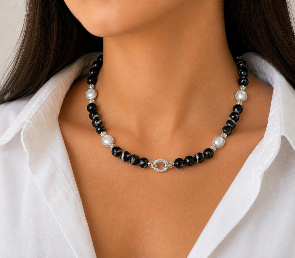 Black Agate Statement Necklace
