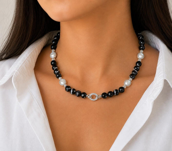 Black Agate Statement Necklace