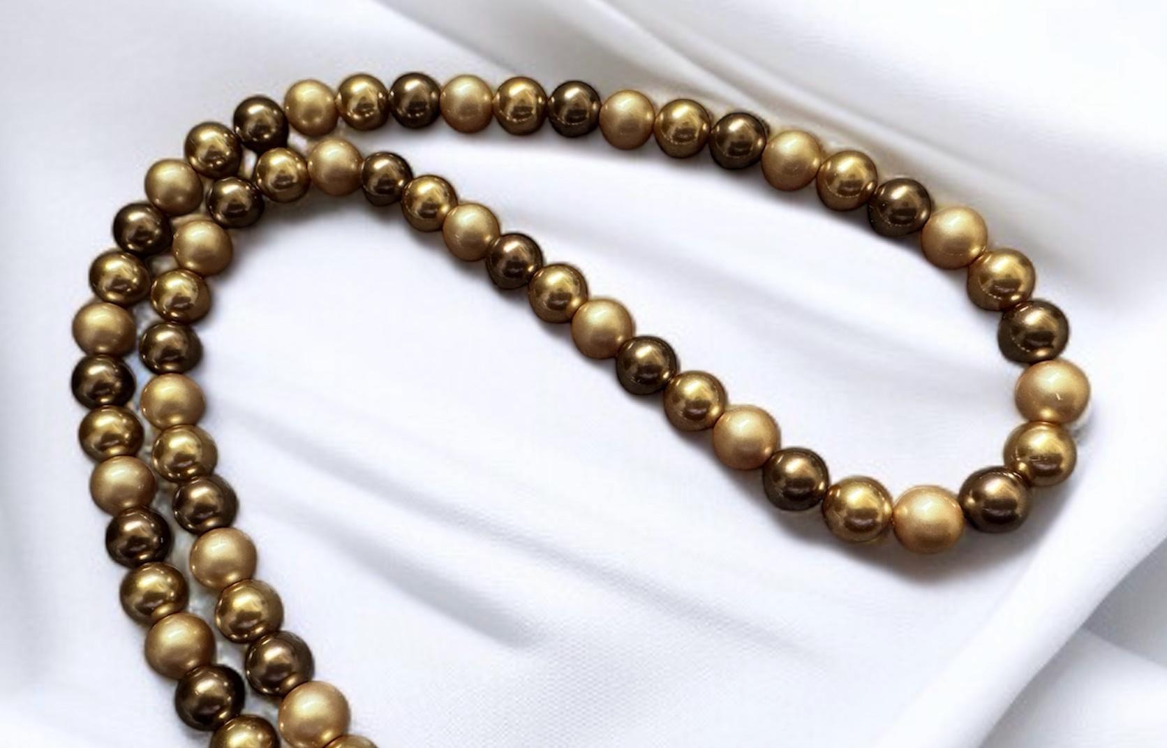 Shell Pearl Necklace Bronze & Champagne