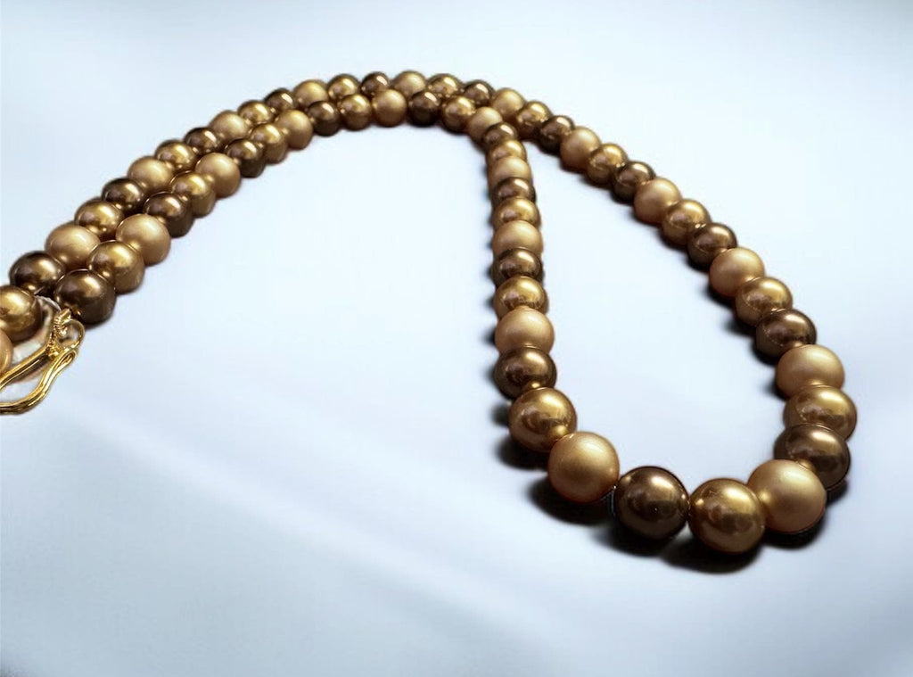 Shell Pearl Necklace Bronze & Champagne