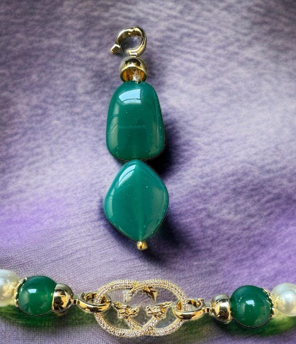 Green Onyx & Pearl Convertible Necklace