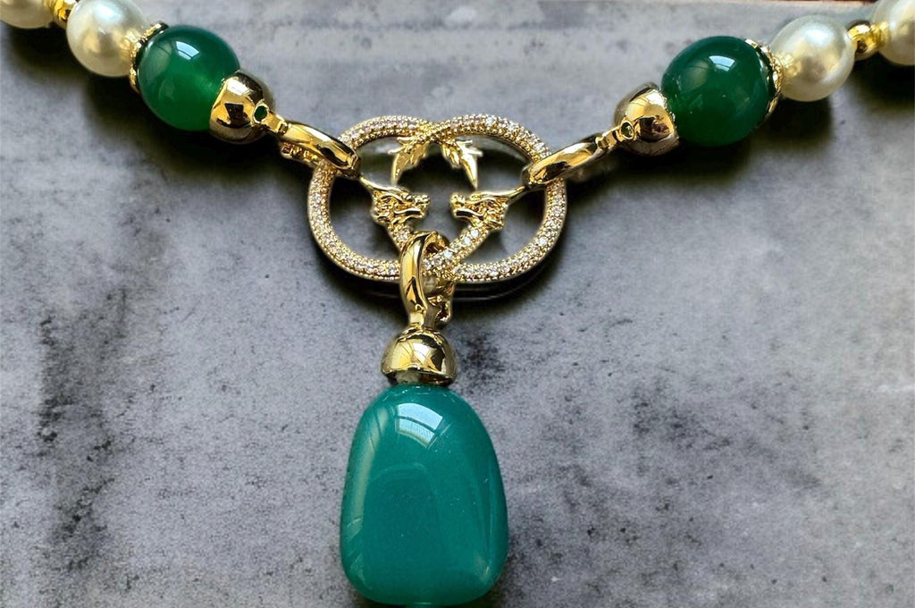 Green Onyx & Pearl Convertible Necklace