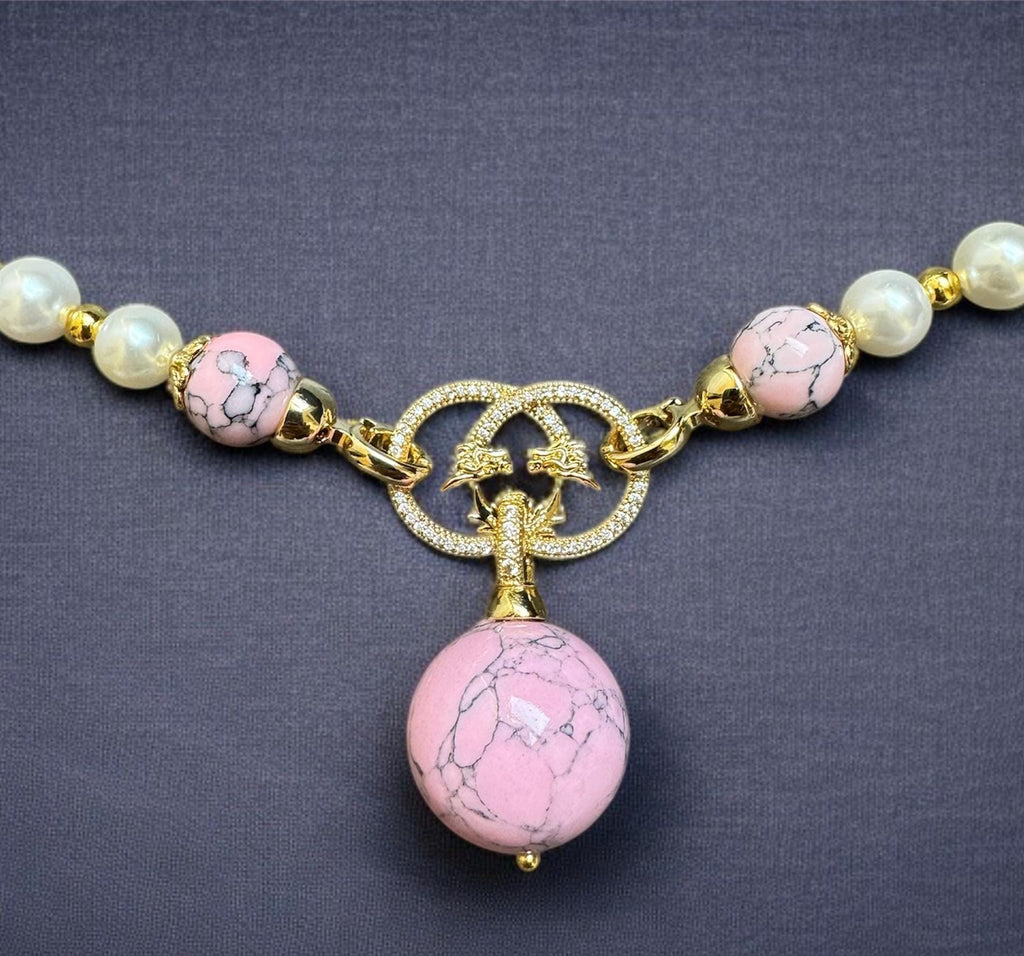 Shell Pearl & Pink Agate Convertible Necklace