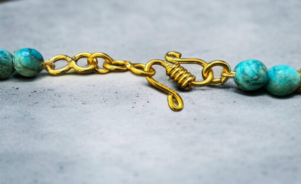 Turquoise Necklace with Cloisonné Egg Pendant