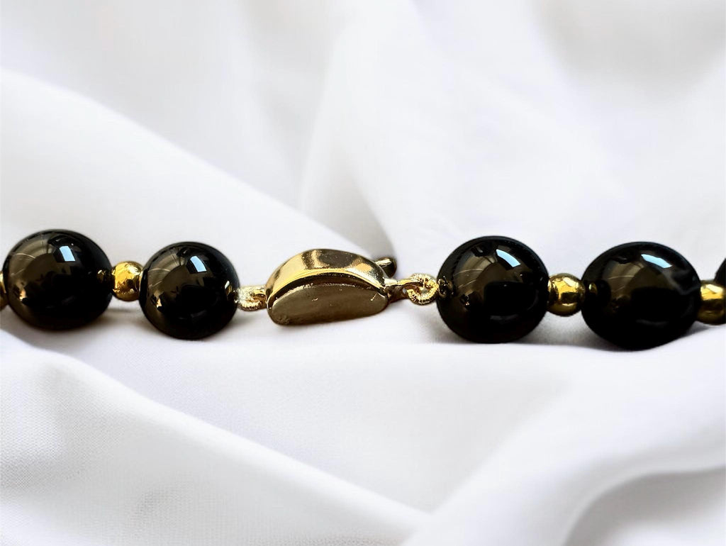 Black Onyx Necklace with Gold Accents