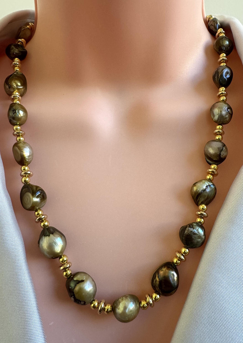 Golden Baroque Freshwater Pearl Necklace