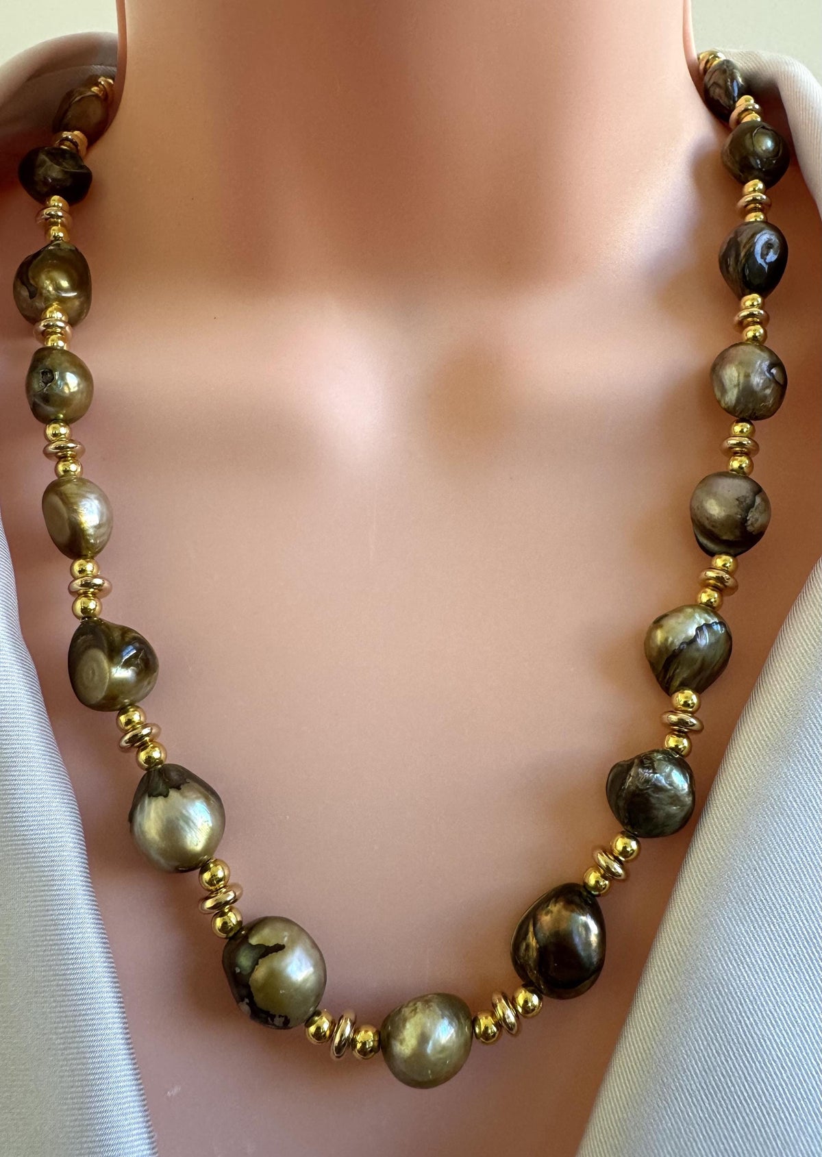 Golden Baroque Freshwater Pearl Necklace