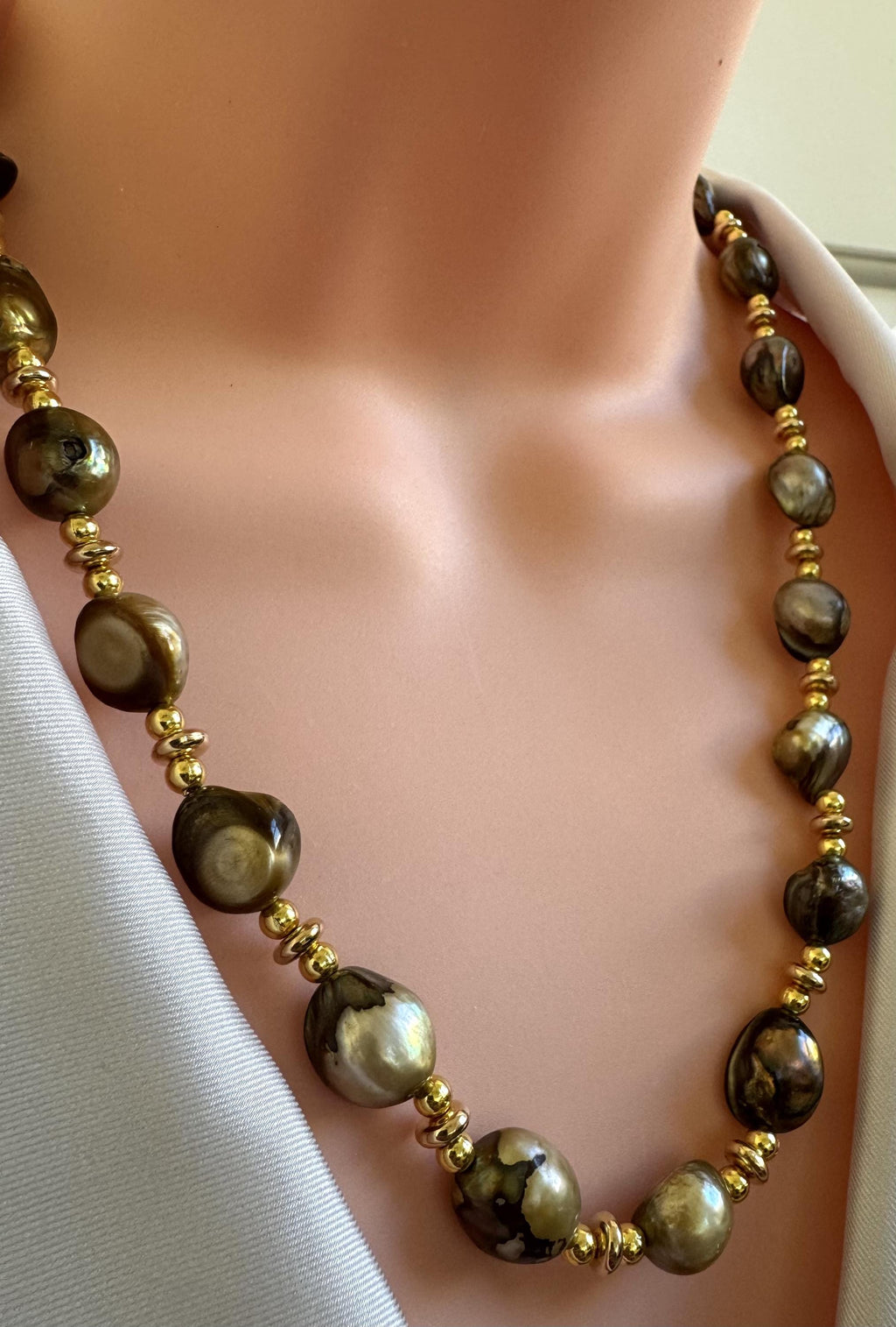 Golden Baroque Freshwater Pearl Necklace