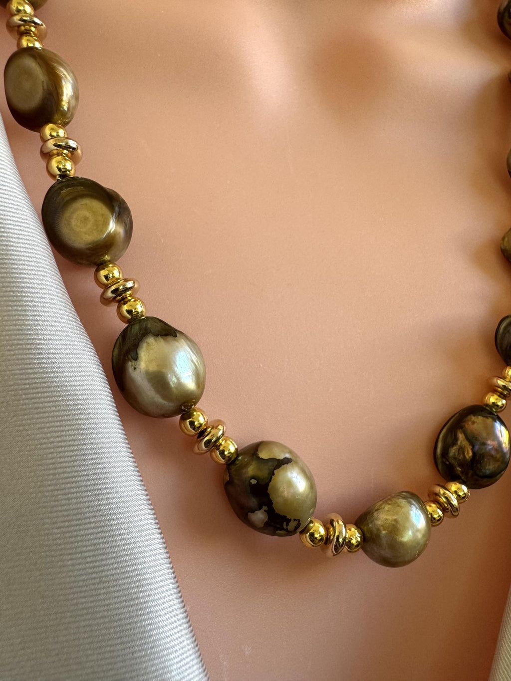Golden Baroque Freshwater Pearl Necklace