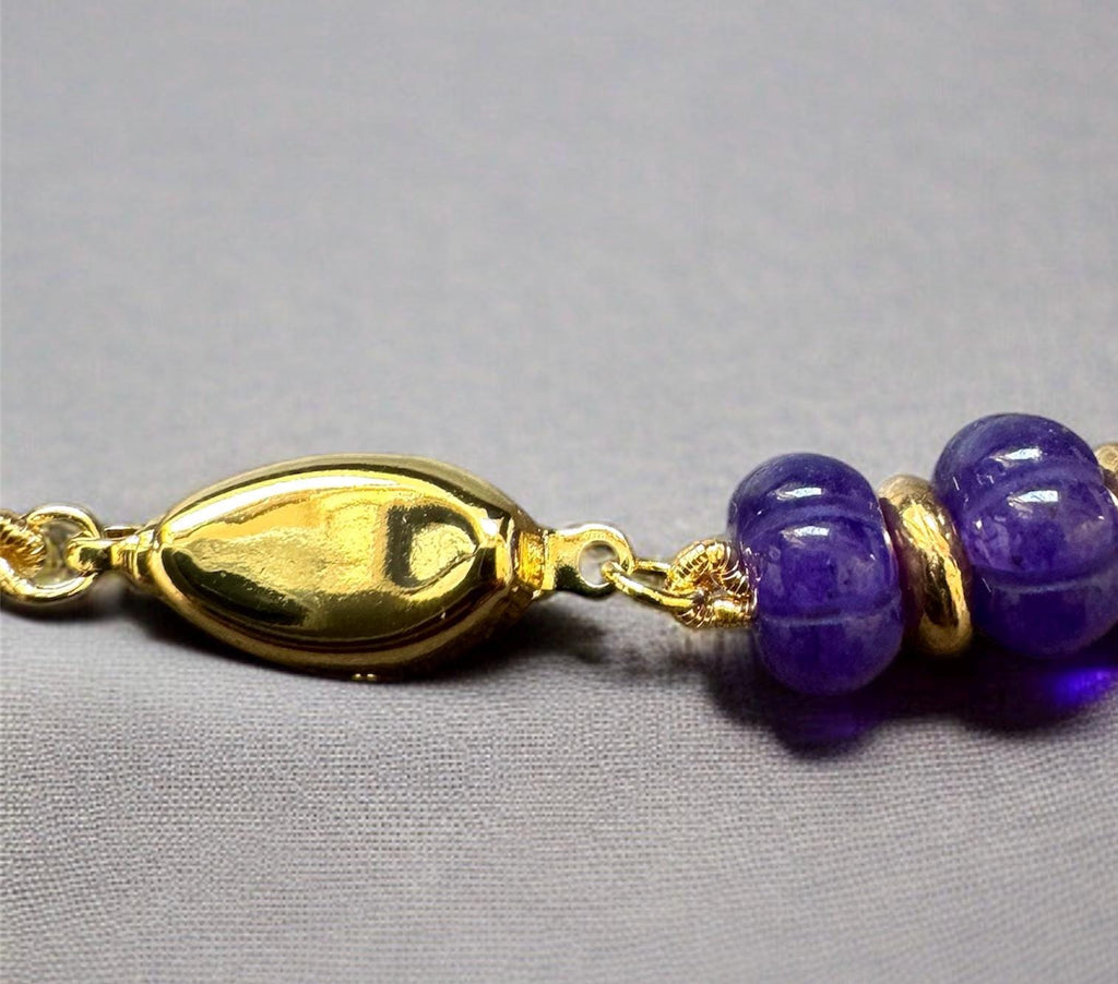 Amethyst Necklace with Melon Beads & Gold Spacers