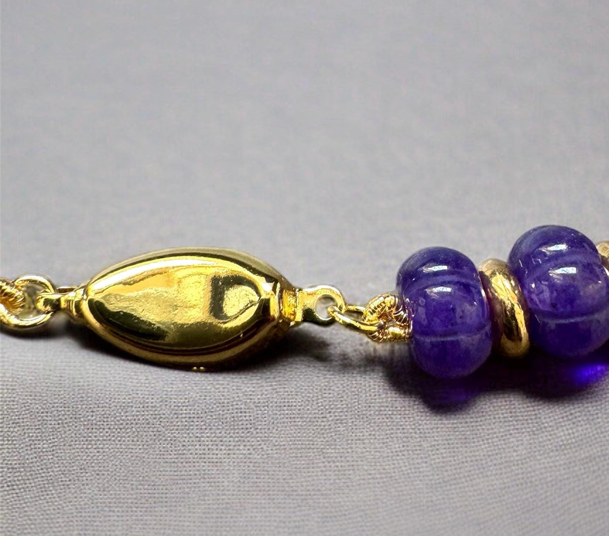 Amethyst Necklace with Melon Beads & Gold Spacers