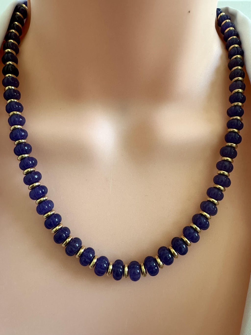 Amethyst Necklace with Melon Beads & Gold Spacers
