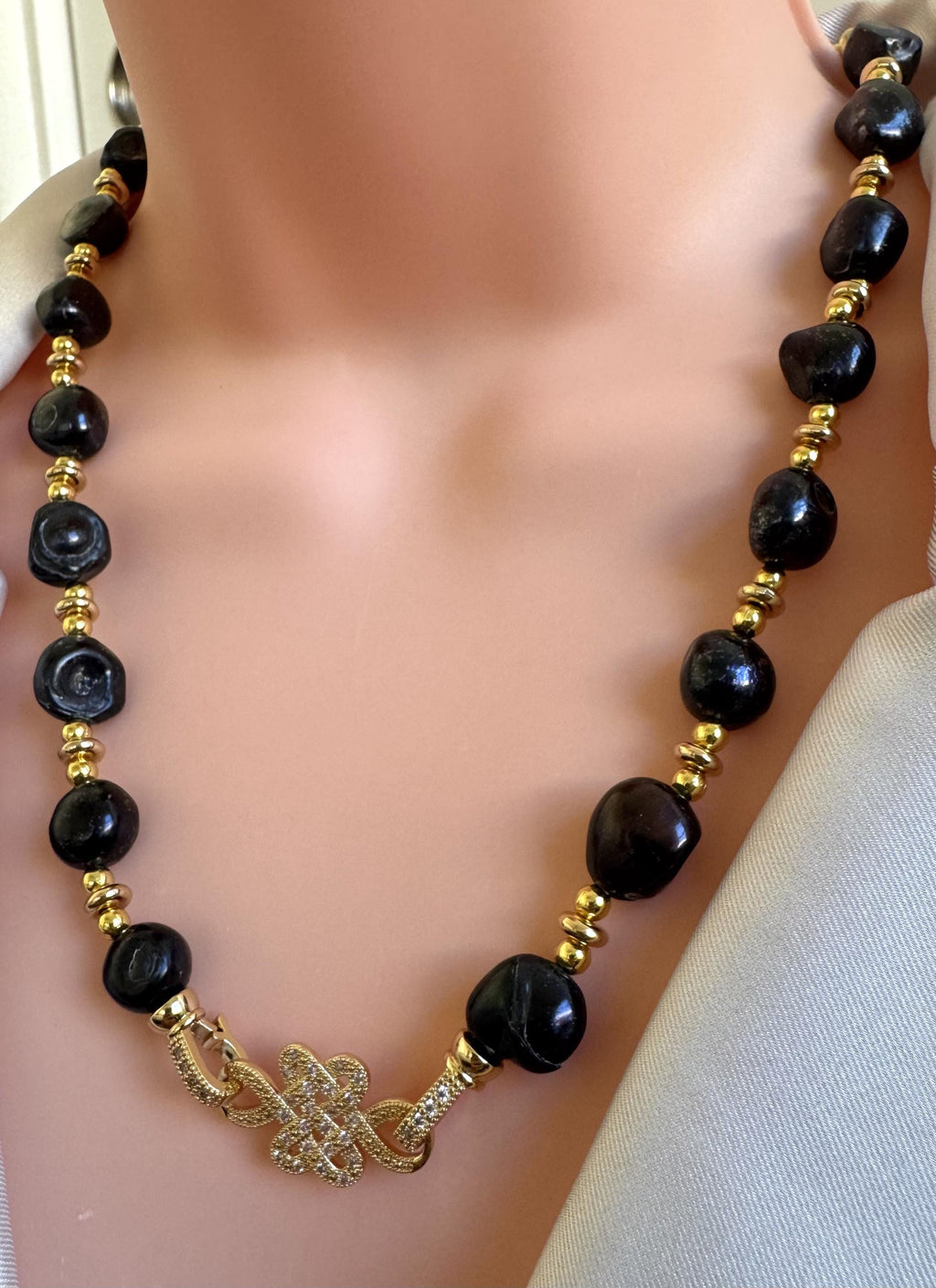 Black Baroque Freshwater Pearl Convertible Necklace