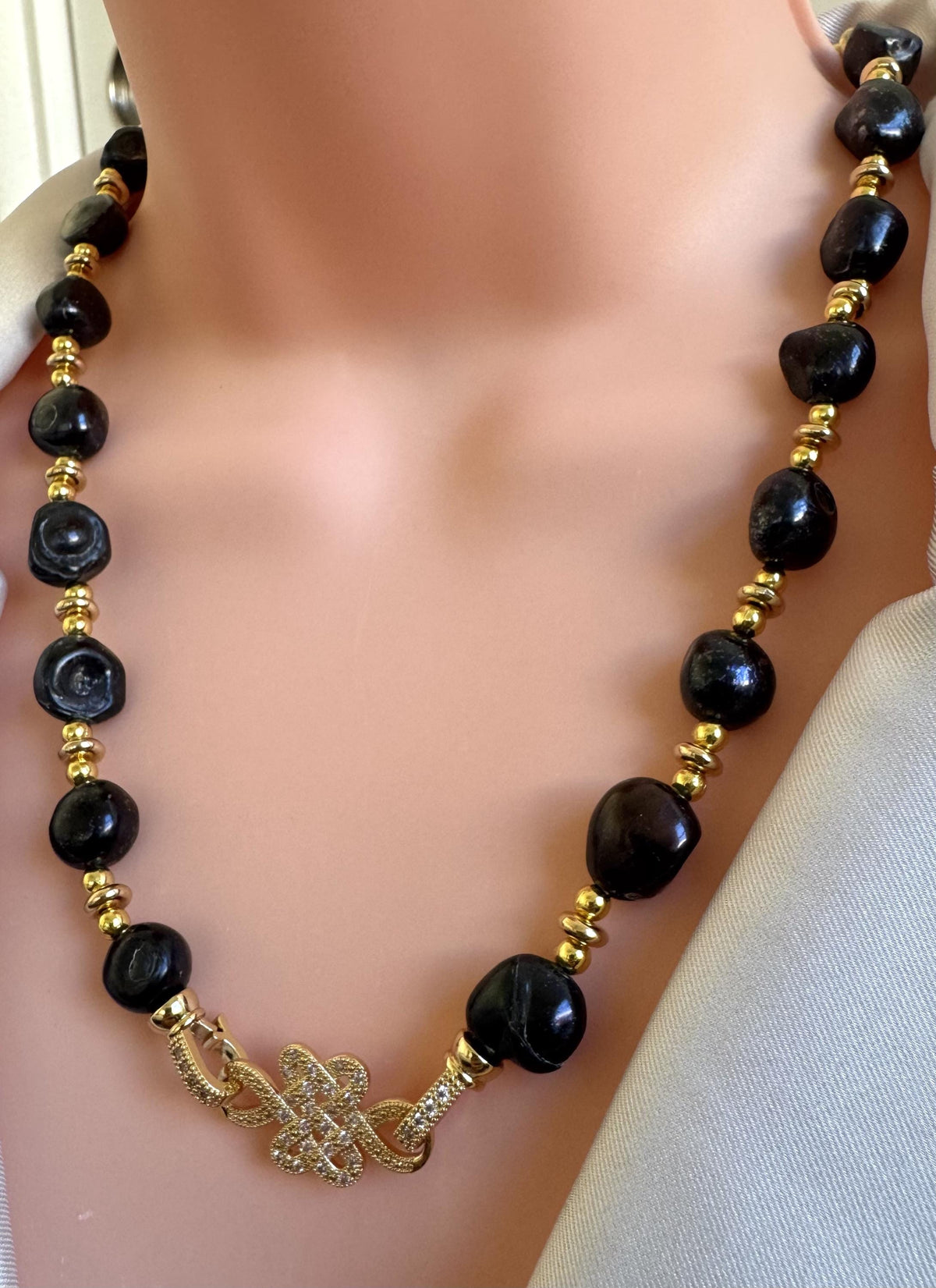 Black Baroque Freshwater Pearl Convertible Necklace