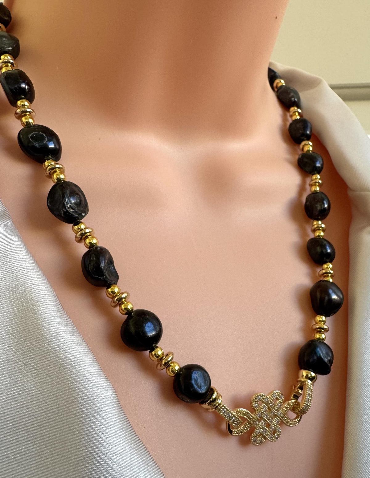 Black Baroque Freshwater Pearl Convertible Necklace