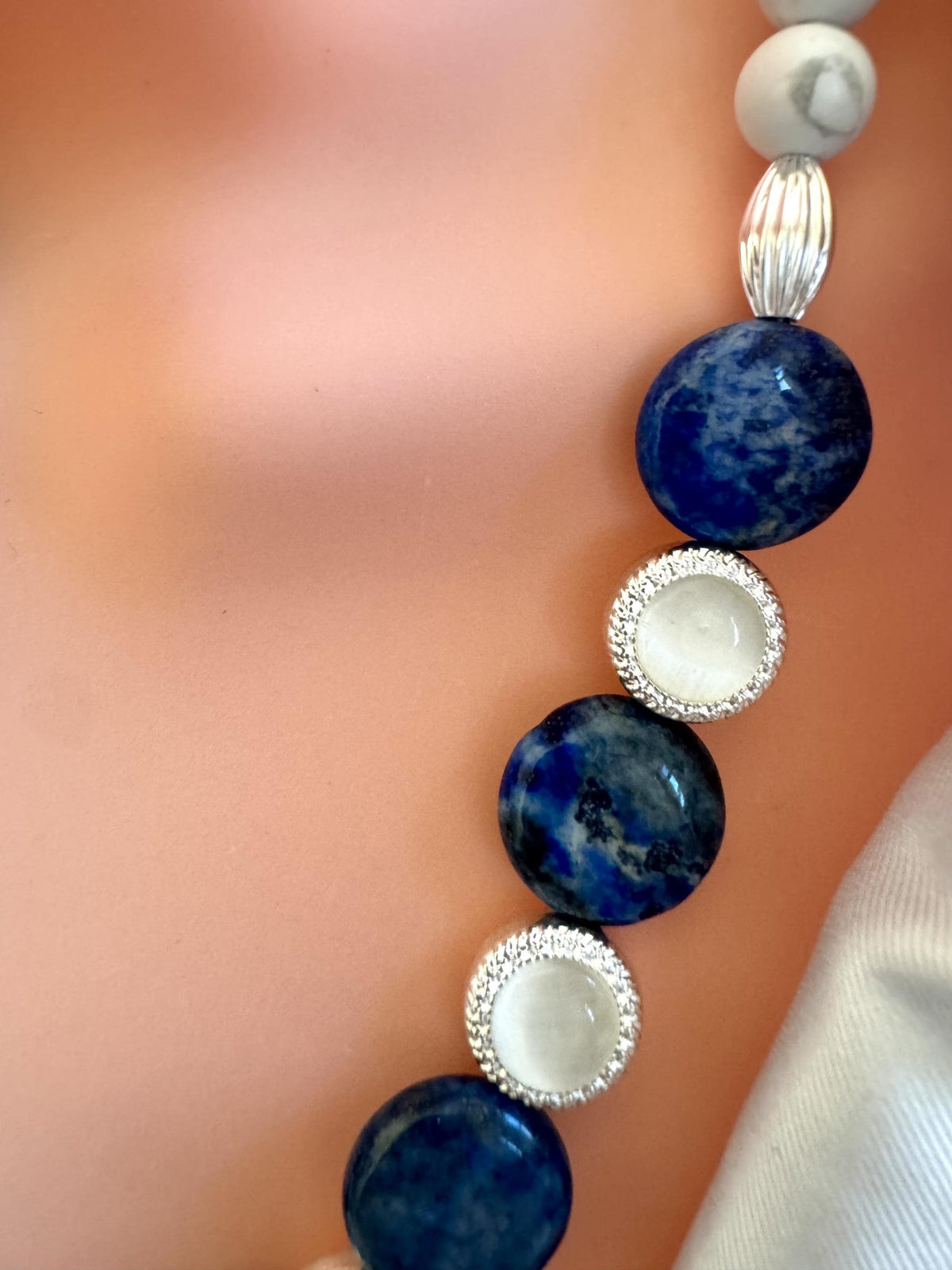 Lapis Lazuli Coin & Howlite Necklace