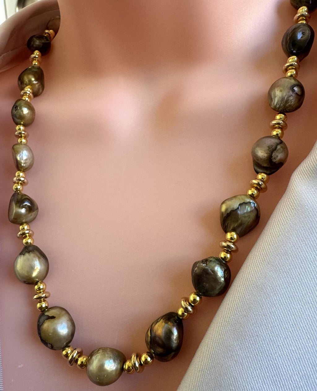 Golden Baroque Freshwater Pearl Necklace