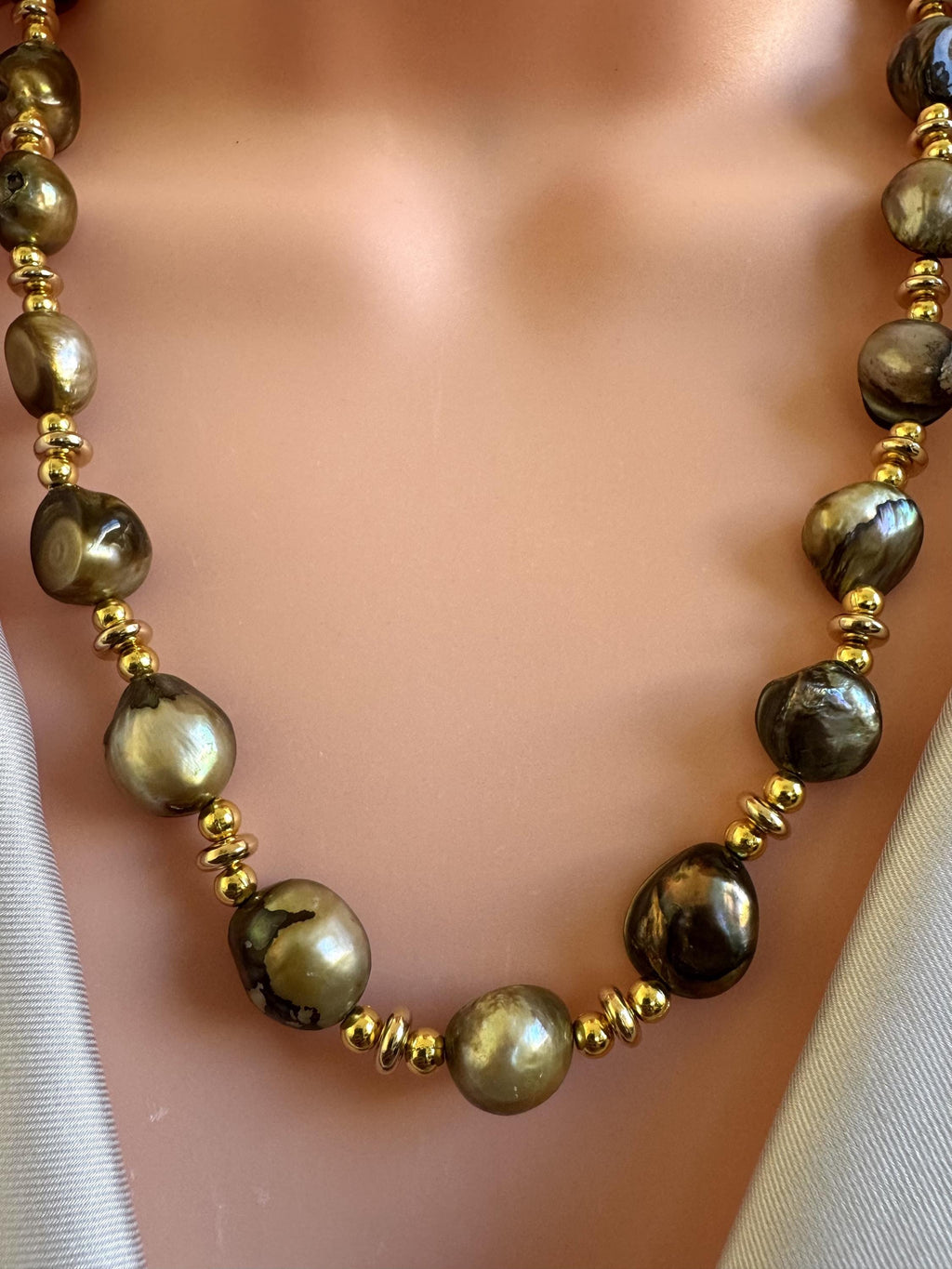 Golden Baroque Freshwater Pearl Necklace