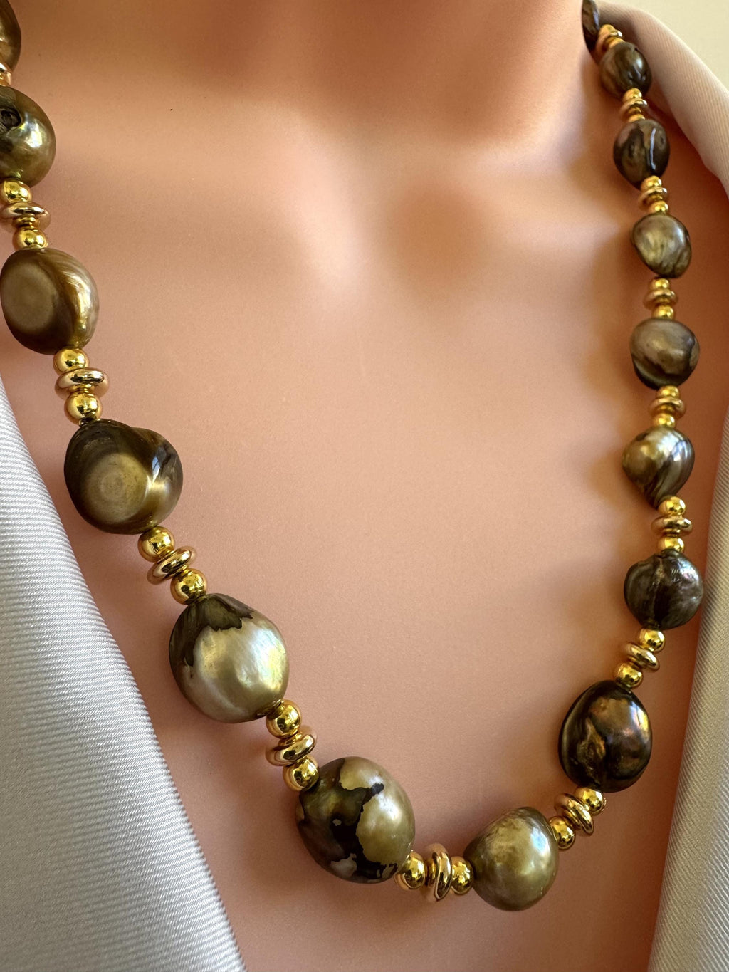 Golden Baroque Freshwater Pearl Necklace