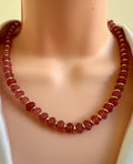Raspberry Pink Gemstone Bead Necklace with Gold Accents