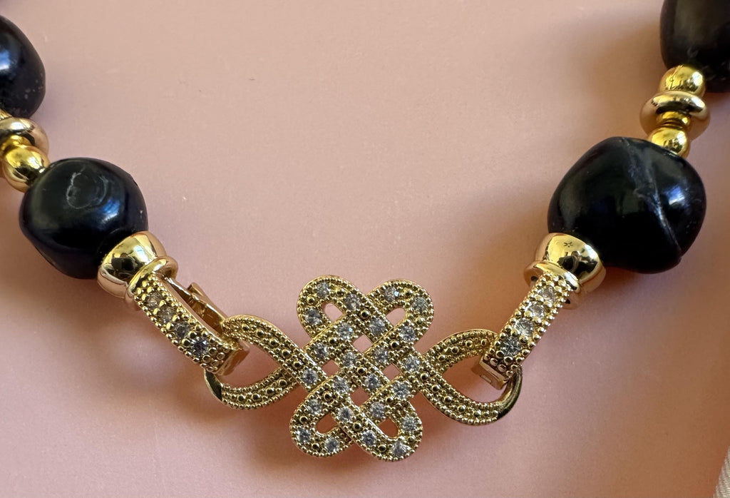Black Baroque Freshwater Pearl Convertible Necklace
