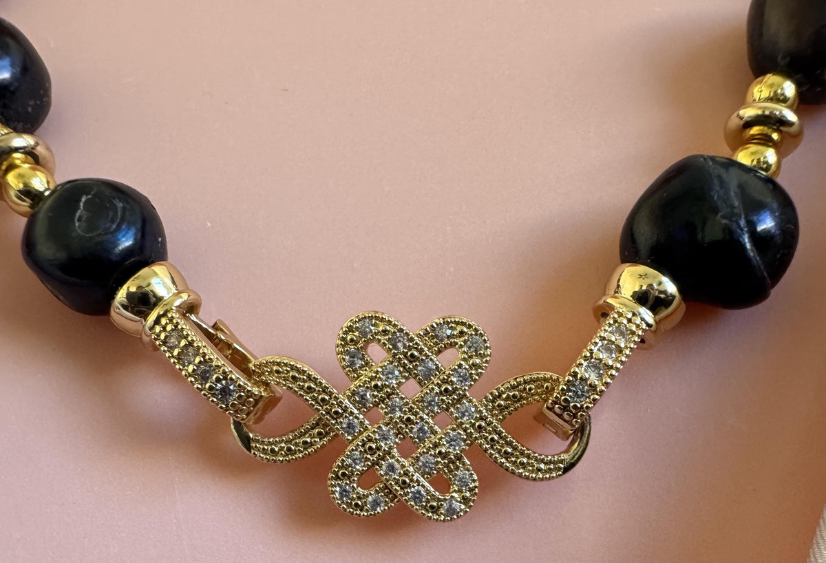 Black Baroque Freshwater Pearl Convertible Necklace