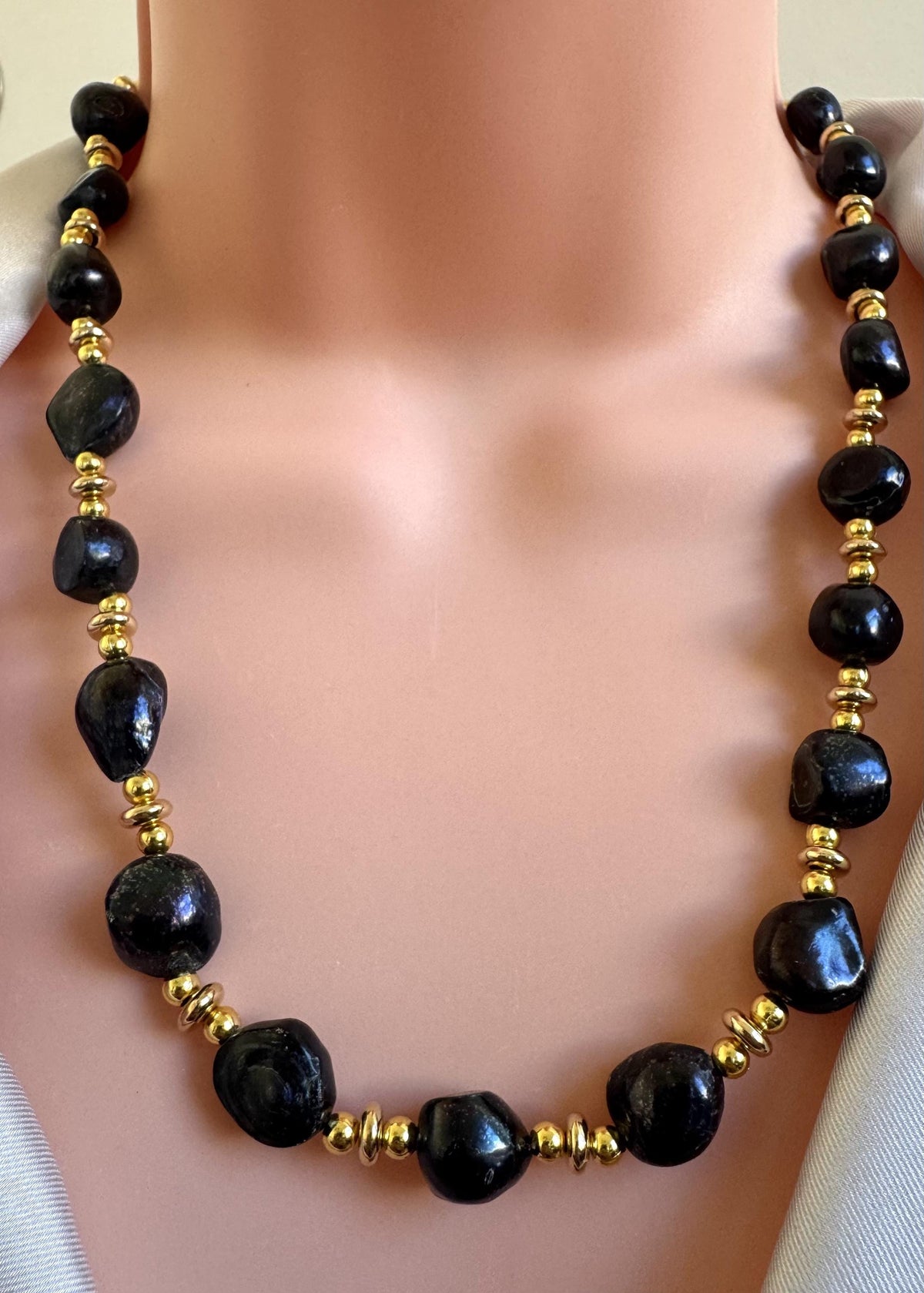 Black Baroque Freshwater Pearl Convertible Necklace