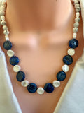 Lapis Lazuli Coin & Howlite Necklace