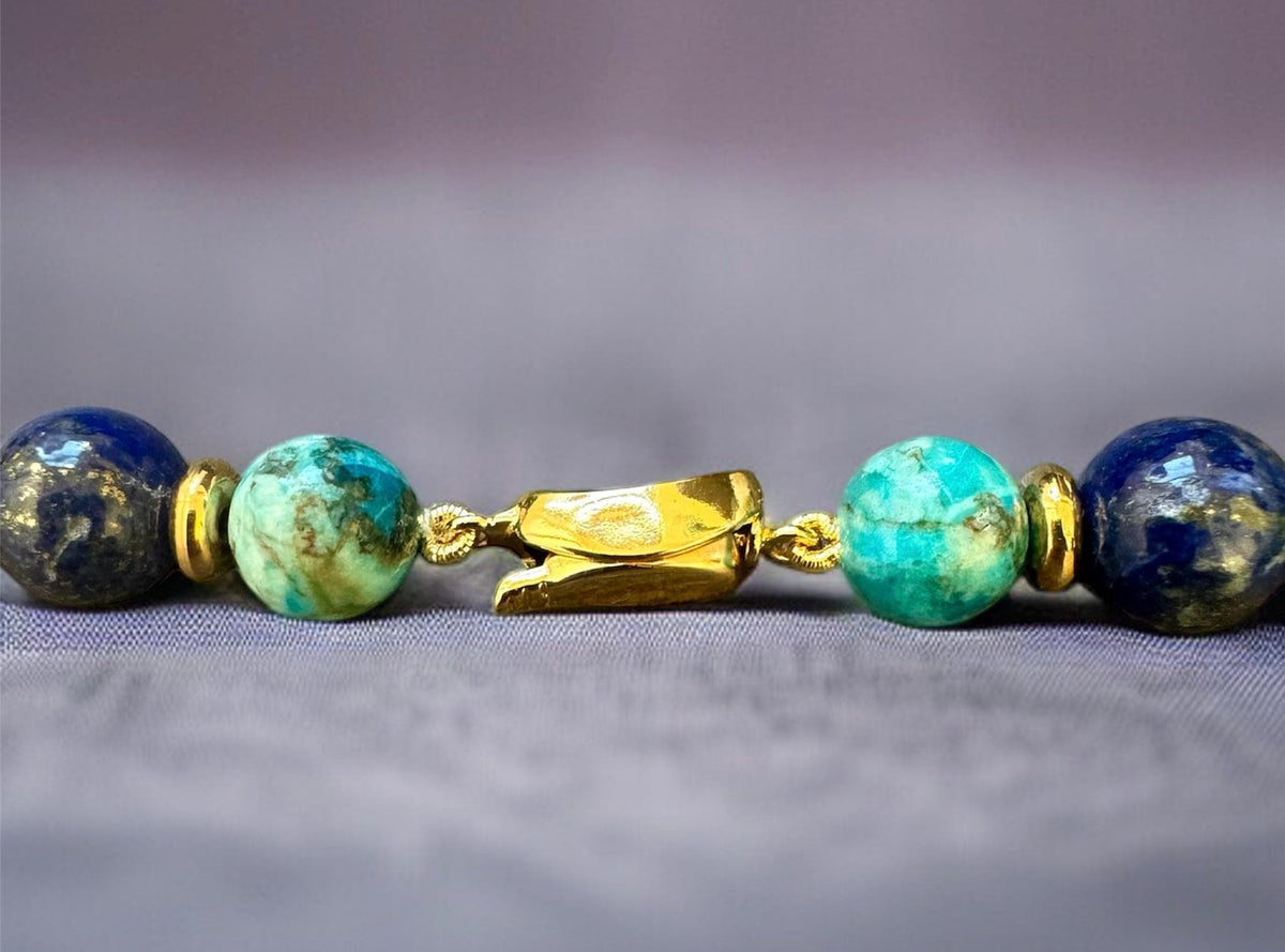 Turquoise & Lapis Lazuli Necklace with Floral Pendant